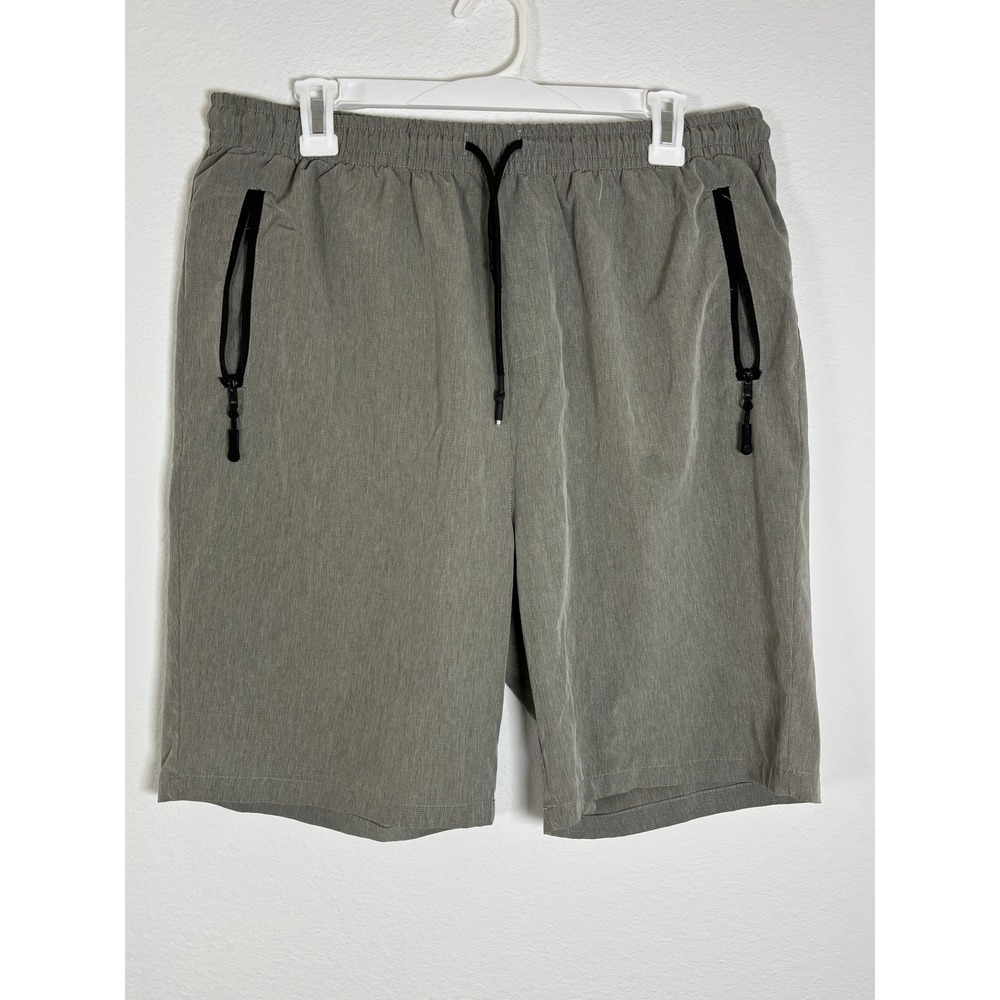 Nomad by Craft + Flow Mens XL Shorts Olive Elastic Waist Zip Pockets Hiking